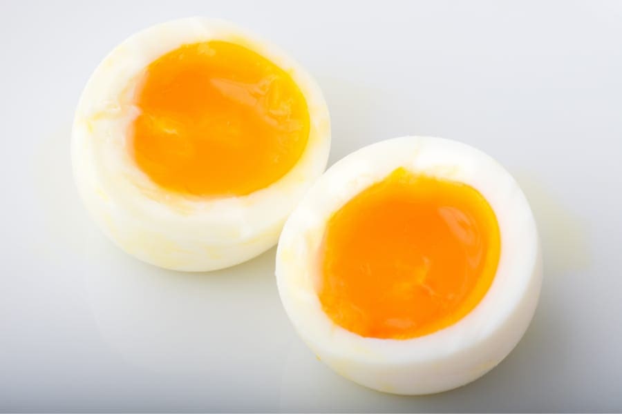 half boiled egg cooked on induction cooktop
