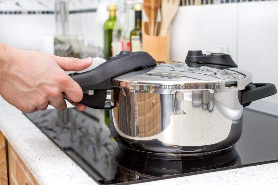 cooking with pressure pan on induction cooktop