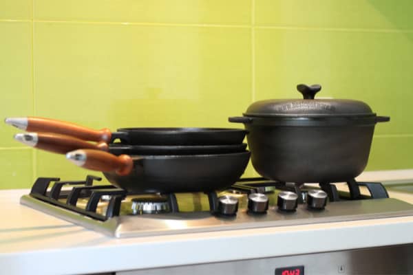 hard anodized cookware on gas stove